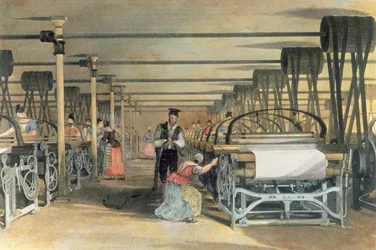 Power Loom Weaving, 1834